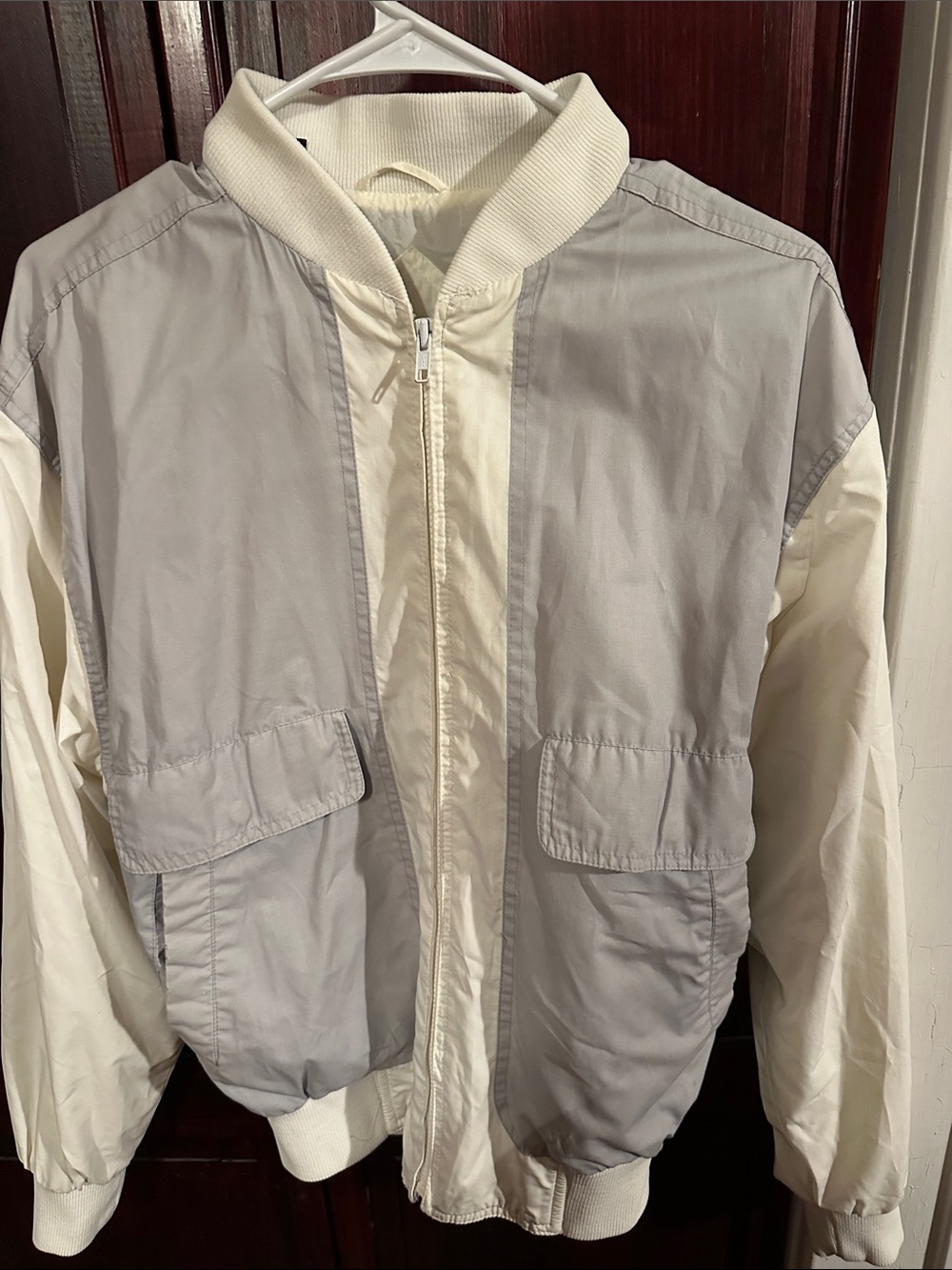 Members Only Vintage Two-Tone Cream and Light Gray Men’s Jacket size 38